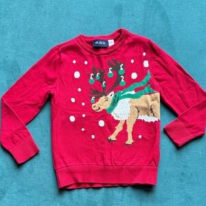 The Children's Place Festive Red Reindeer Sweater